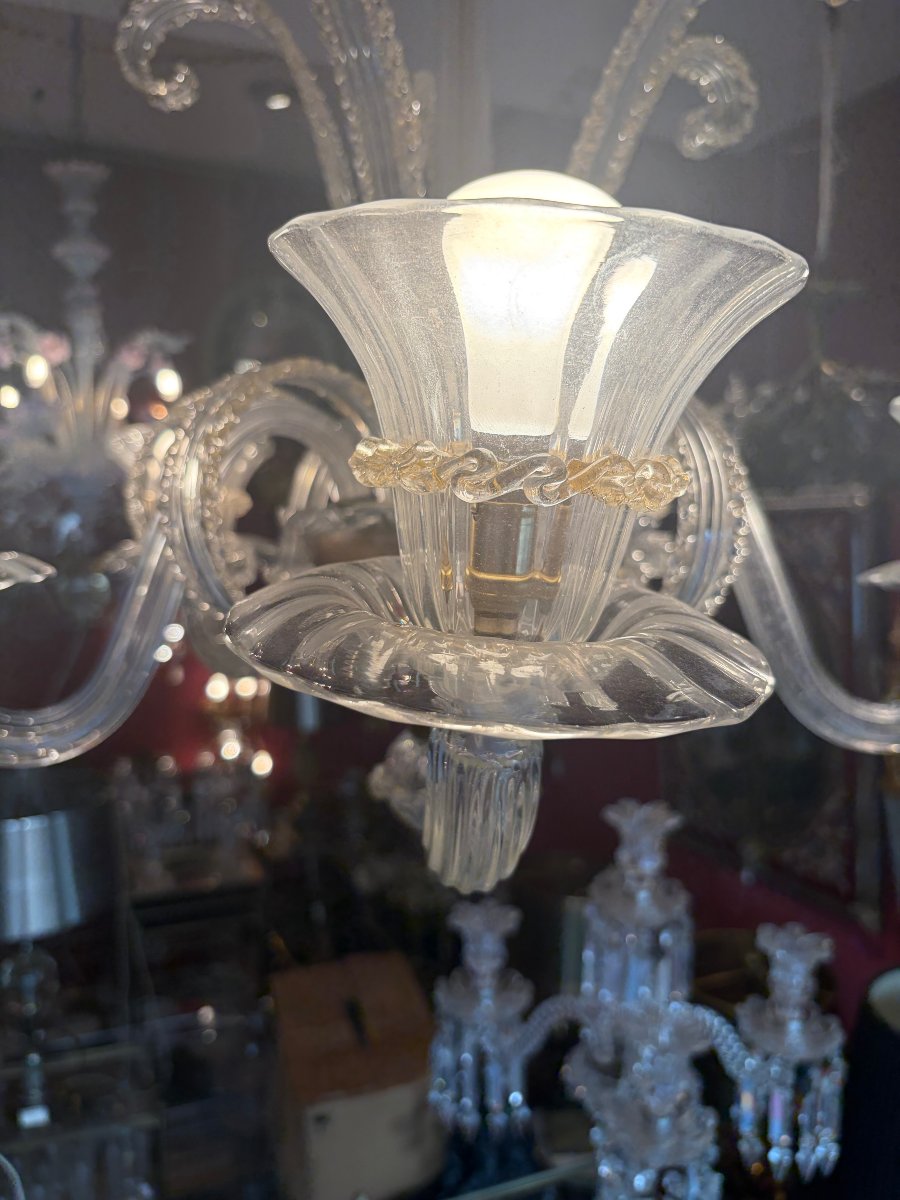 1950/70 Lustre Jet d’Eau 5 Bras Barovier & Toso di Murano H 92 Ø 70 cm-photo-3