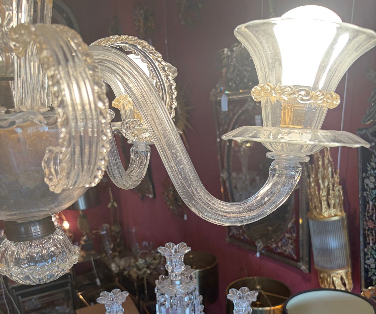 1950/70 Lustre Jet d’Eau 5 Bras Barovier & Toso di Murano H 92 Ø 70 cm-photo-4