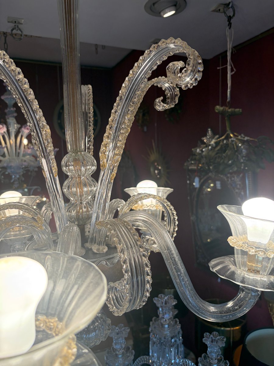 1950/70 Lustre Jet d’Eau 5 Bras Barovier & Toso di Murano H 92 Ø 70 cm-photo-1