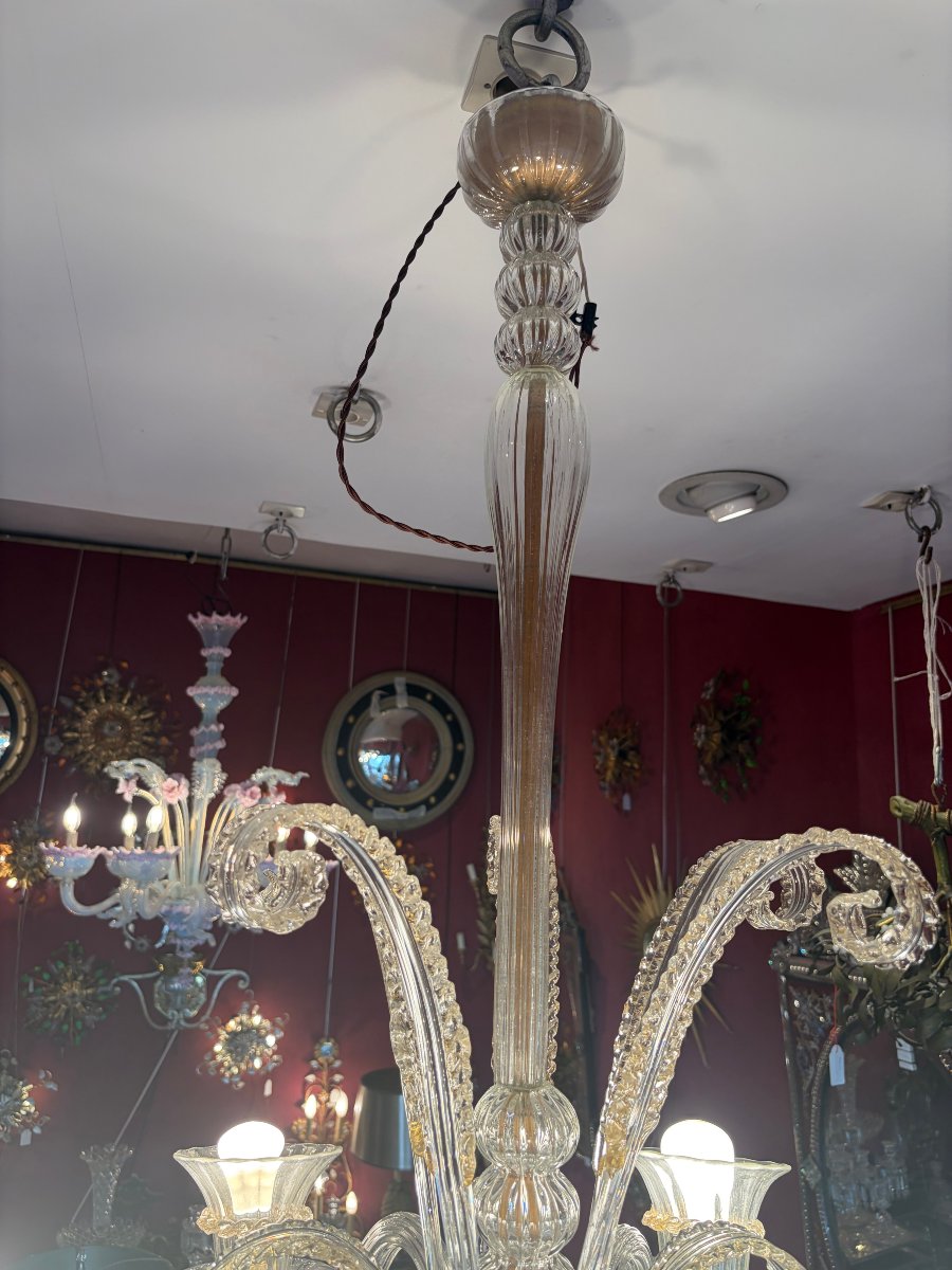 1950/70 Lustre Jet d’Eau 5 Bras Barovier & Toso di Murano H 92 Ø 70 cm-photo-2