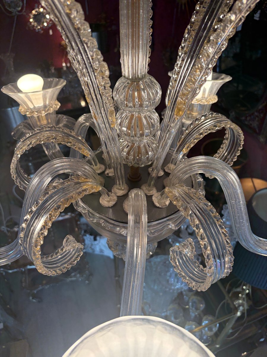 1950/70 Lustre Jet d’Eau 5 Bras Barovier & Toso di Murano H 92 Ø 70 cm-photo-3