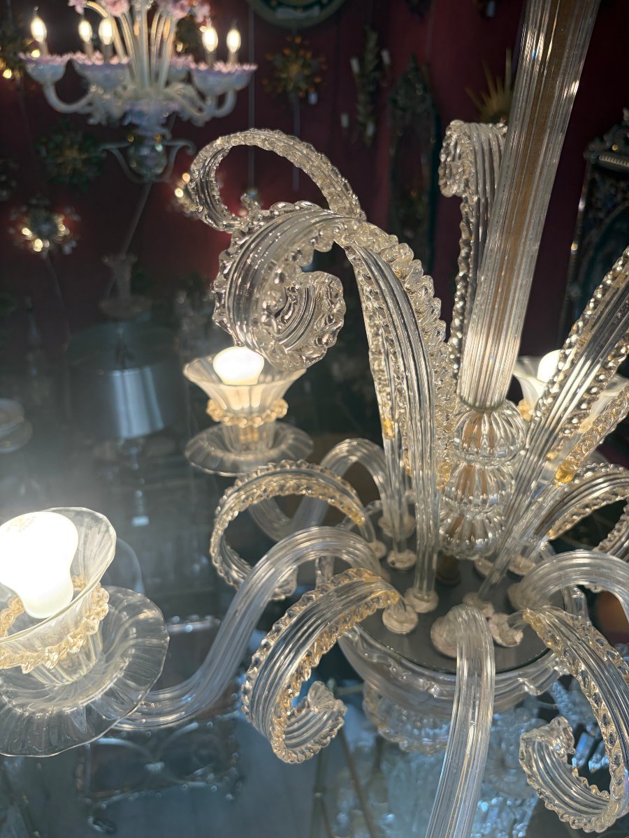 1950/70 Lustre Jet d’Eau 5 Bras Barovier & Toso di Murano H 92 Ø 70 cm-photo-4