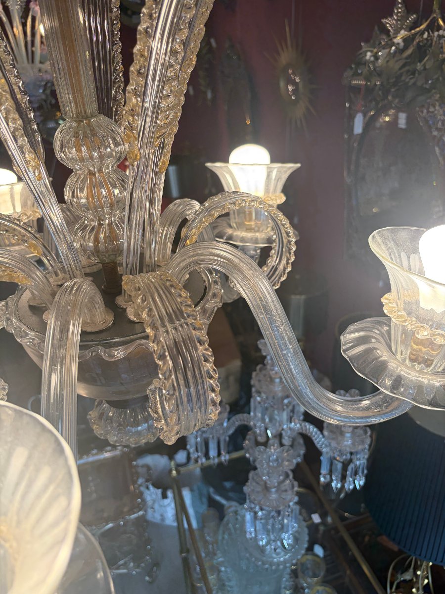 1950/70 Lustre Jet d’Eau 5 Bras Barovier & Toso di Murano H 92 Ø 70 cm-photo-6