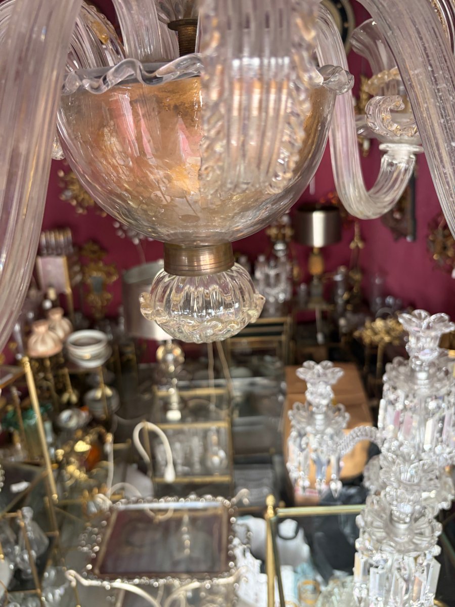 1950/70 Lustre Jet d’Eau 5 Bras Barovier & Toso di Murano H 92 Ø 70 cm-photo-8