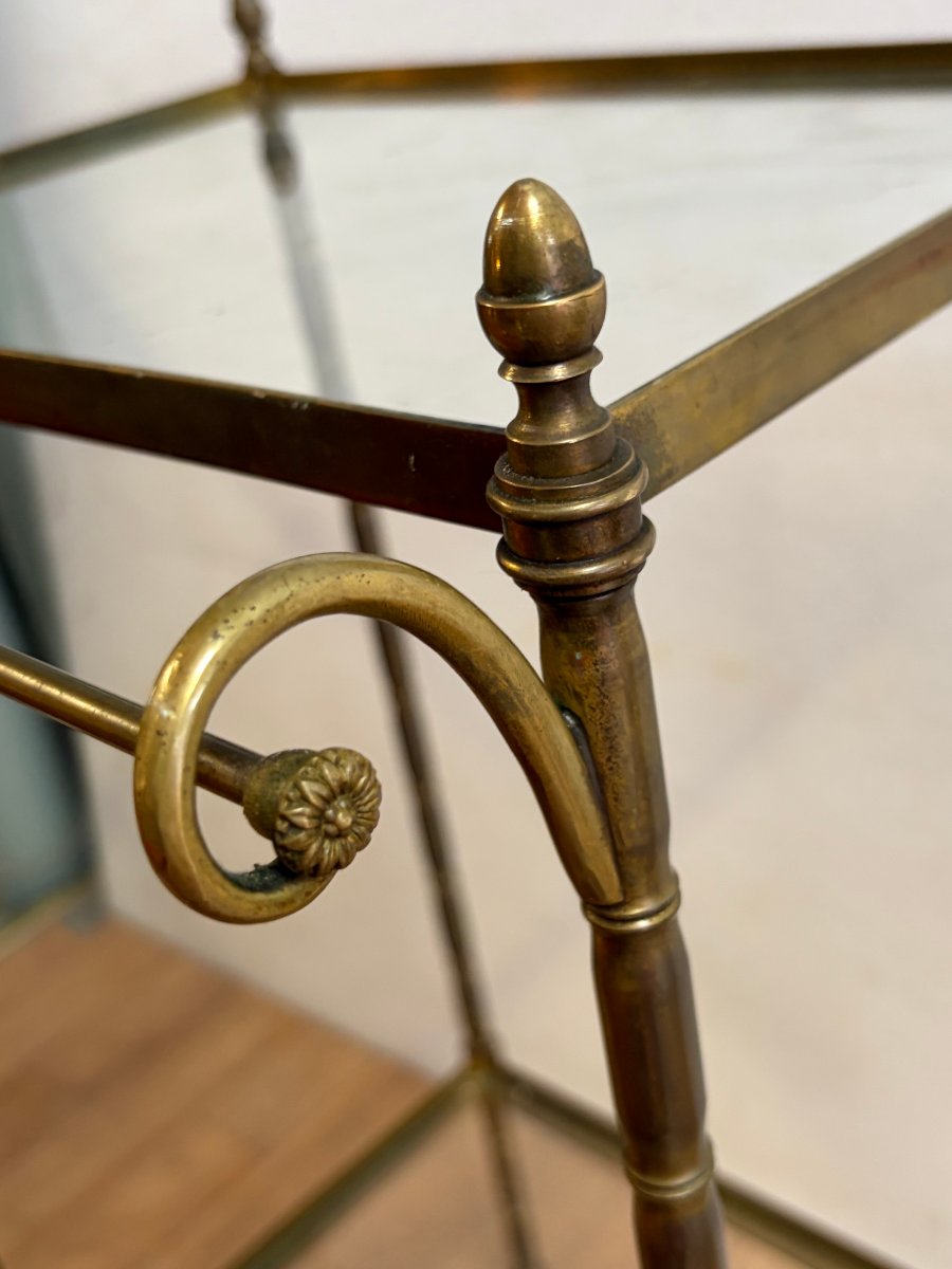 1950s–1970s Bagués Rolling Serving Cart, Bronze With Bamboo Decor, Featuring A Towel Holder, 38 X 35 X H 75-photo-3