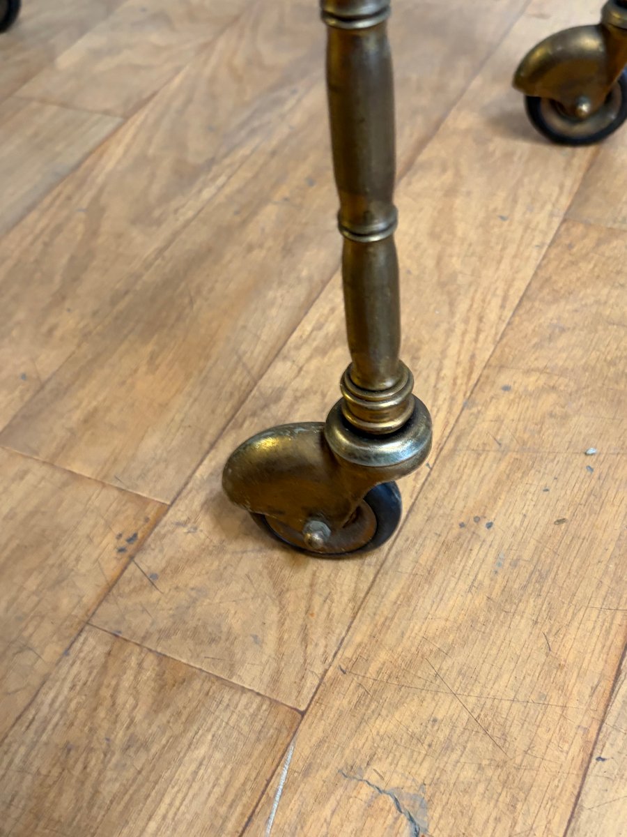 1950s–1970s Bagués Rolling Serving Cart, Bronze With Bamboo Decor, Featuring A Towel Holder, 38 X 35 X H 75-photo-4