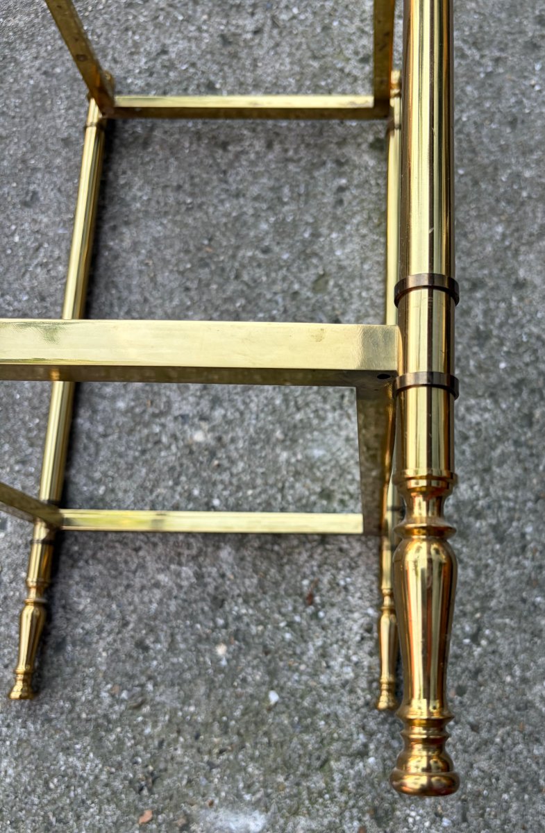 1970s Pair Of Bronze 2-tier Side Tables By Maison Jansen With Smoked Glass Tops, 43 X 33 X H 62 Cm-photo-3