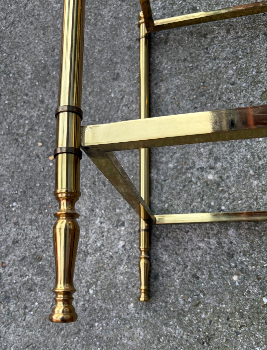 1970s Pair Of Bronze 2-tier Side Tables By Maison Jansen With Smoked Glass Tops, 43 X 33 X H 62 Cm-photo-4