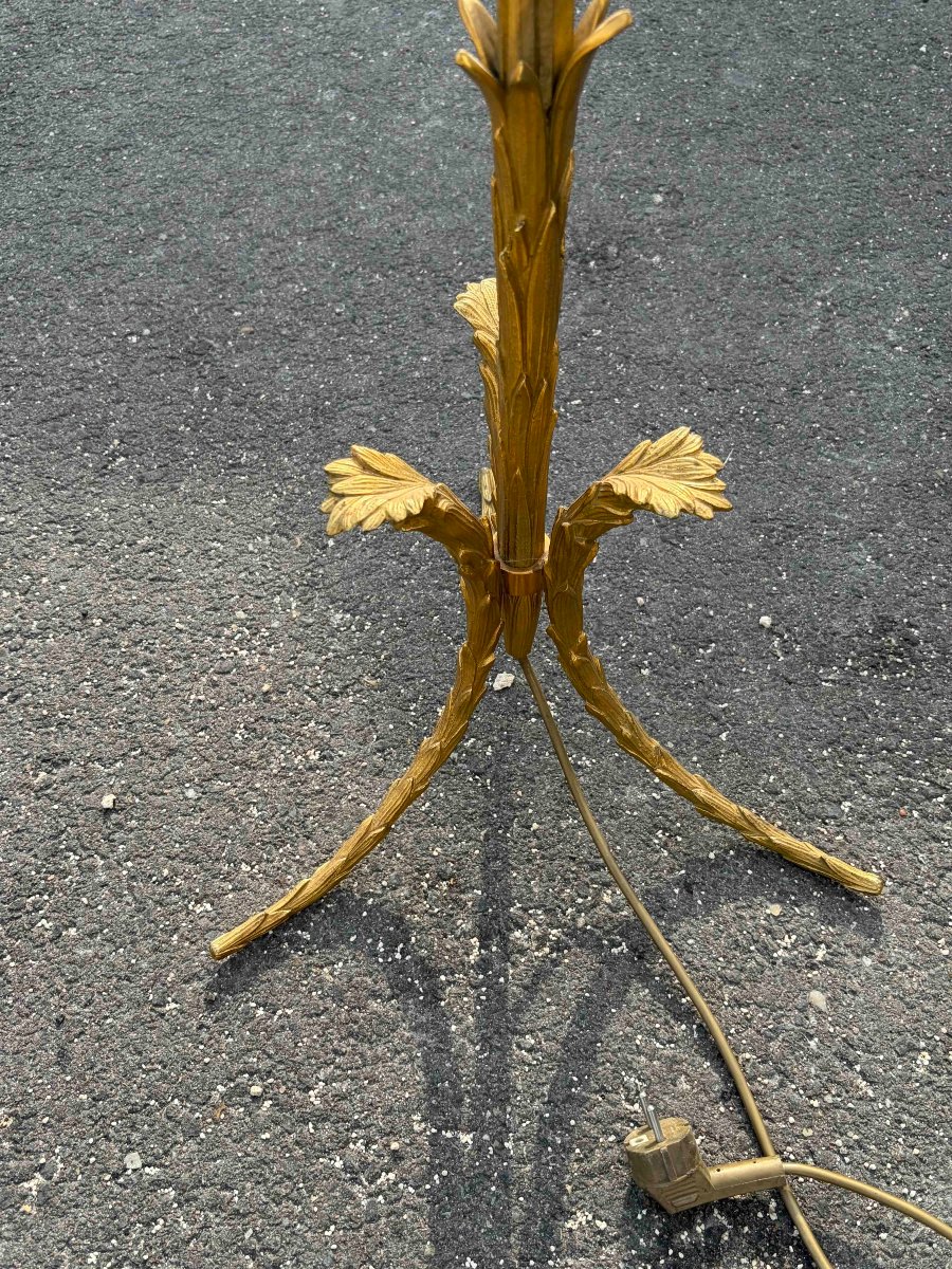 1970′ Lampadaire En Bronze Maison Charles Decor Palmier H 180 cm-photo-2