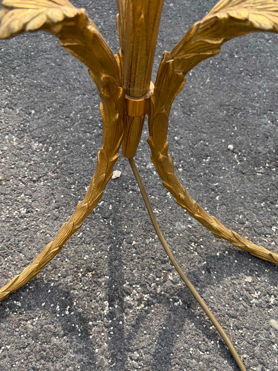 1970′ Lampadaire En Bronze Maison Charles Decor Palmier H 180 cm-photo-3