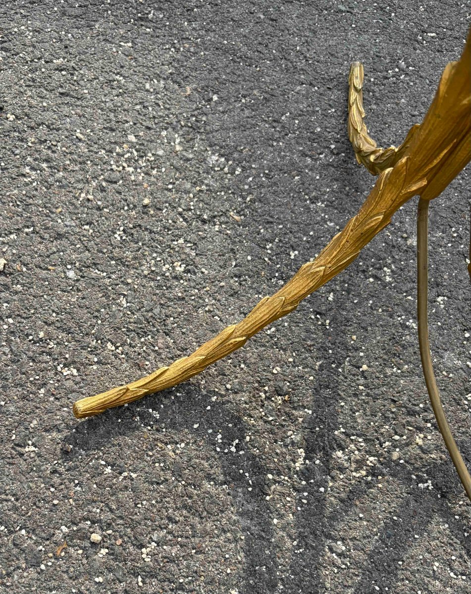 1970′ Lampadaire En Bronze Maison Charles Decor Palmier H 180 cm-photo-4