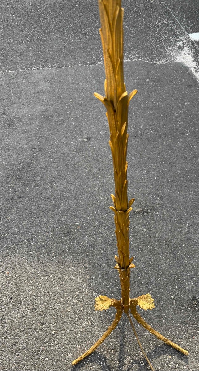 1970′ Lampadaire En Bronze Maison Charles Decor Palmier H 180 cm-photo-2