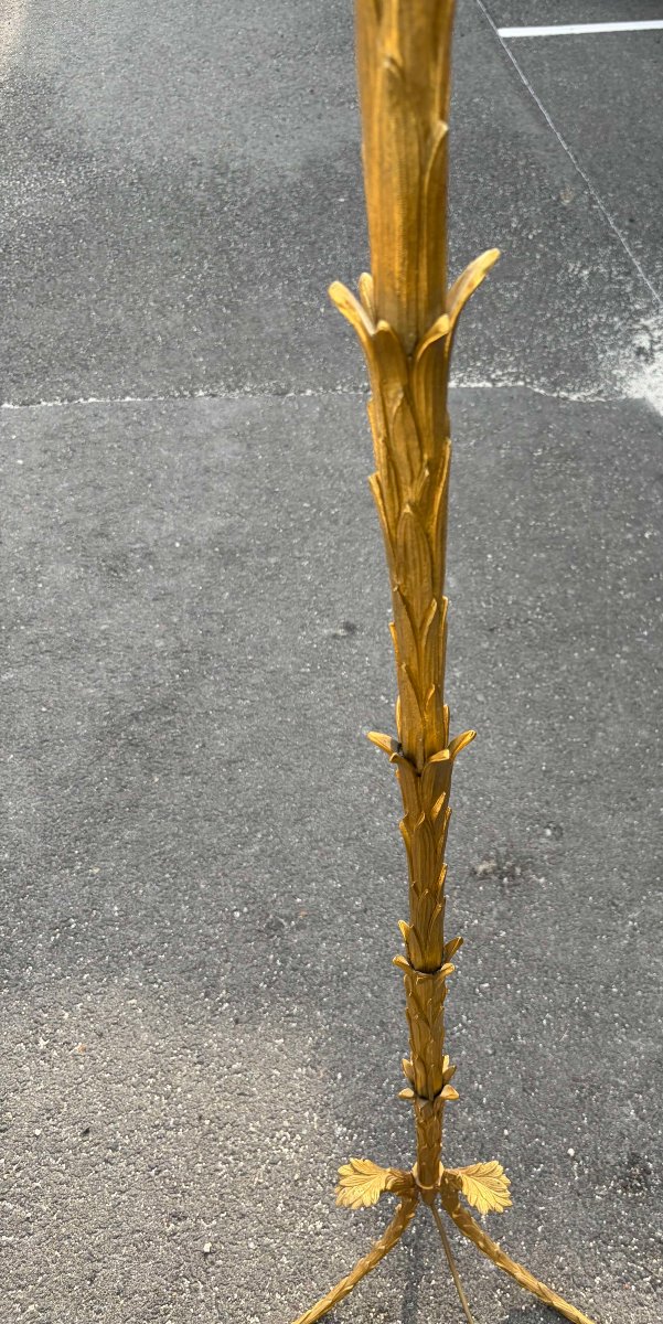 1970′ Lampadaire En Bronze Maison Charles Decor Palmier H 180 cm-photo-3
