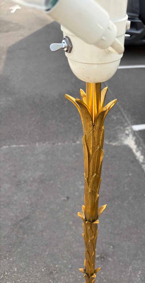 1970′ Lampadaire En Bronze Maison Charles Decor Palmier H 180 cm-photo-4