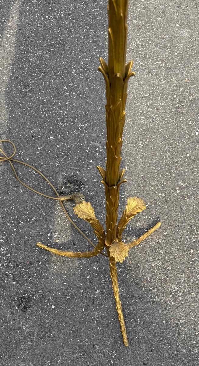 1970′ Lampadaire En Bronze Maison Charles Decor Palmier H 180 cm-photo-6