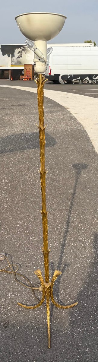1970′ Lampadaire En Bronze Maison Charles Decor Palmier H 180 cm-photo-8