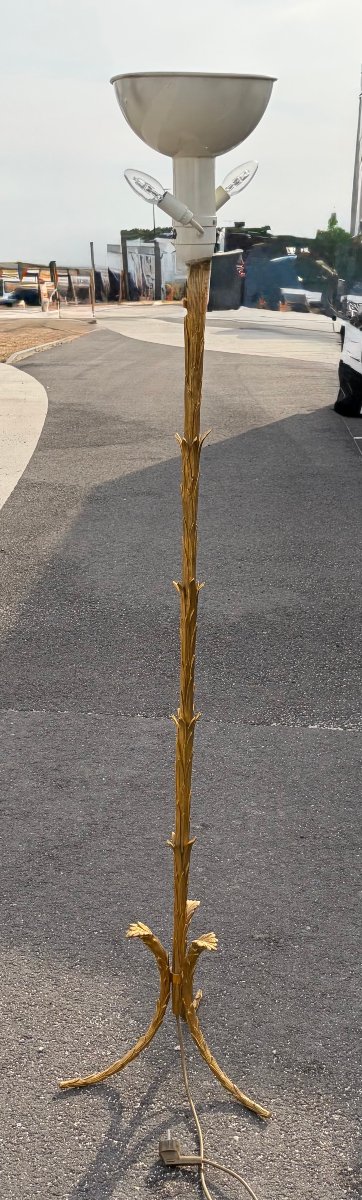 1970′ Lampadaire En Bronze Maison Charles Decor Palmier H 180 cm
