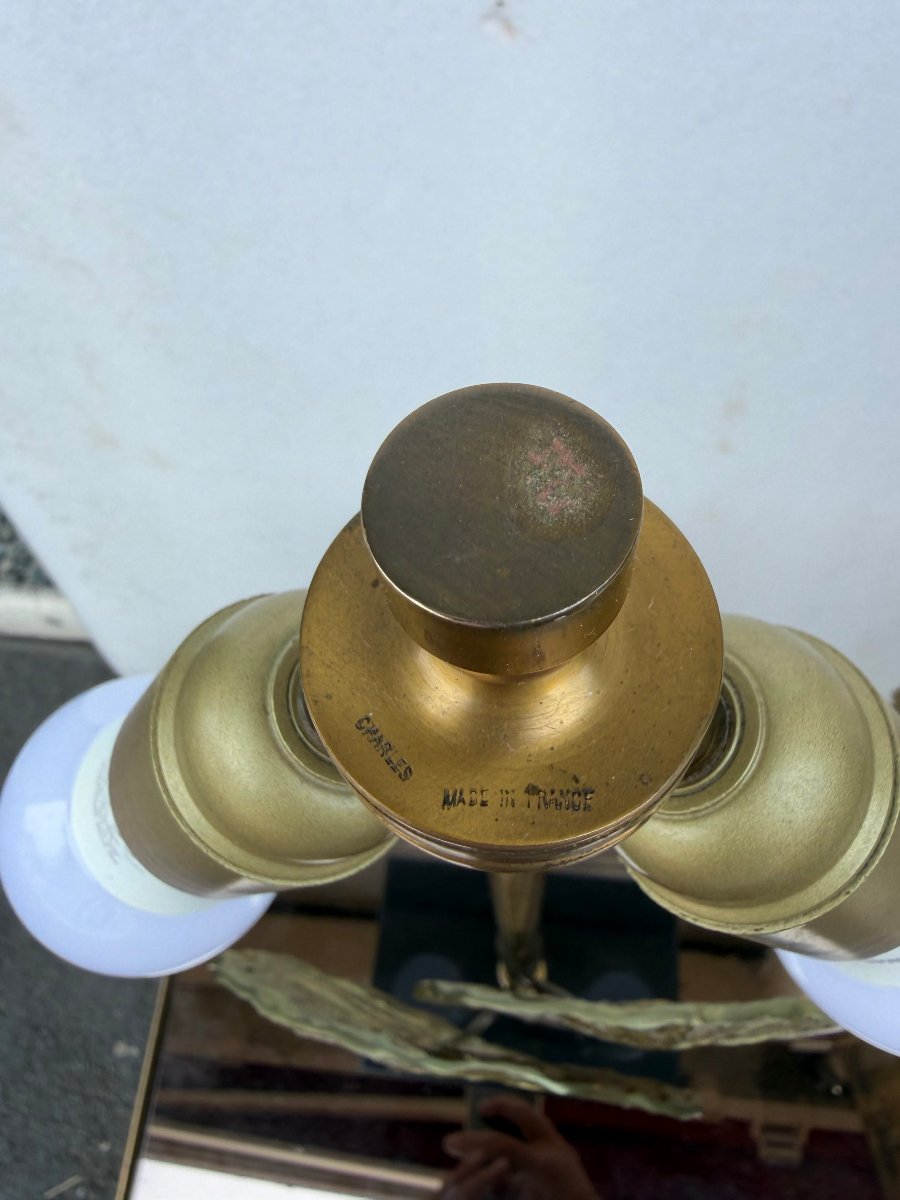 1965′ Maison Charles Lampe Sculpture, "guadeloupe" Model, In Bronze, Signed-photo-2