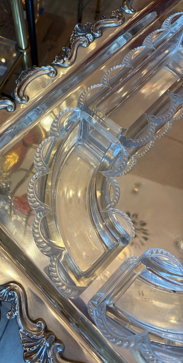 1950s Lalique Crystal Table Runner, France, "festons" Model, Signed (6 Pieces)-photo-5