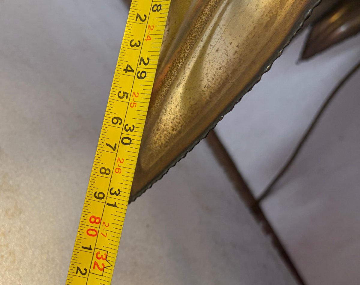 1970′ Lampadaire Palmier, en Laiton Par Barbier, Maison Jansen 3 Têtes Style Brutaliste H: 113 -photo-8