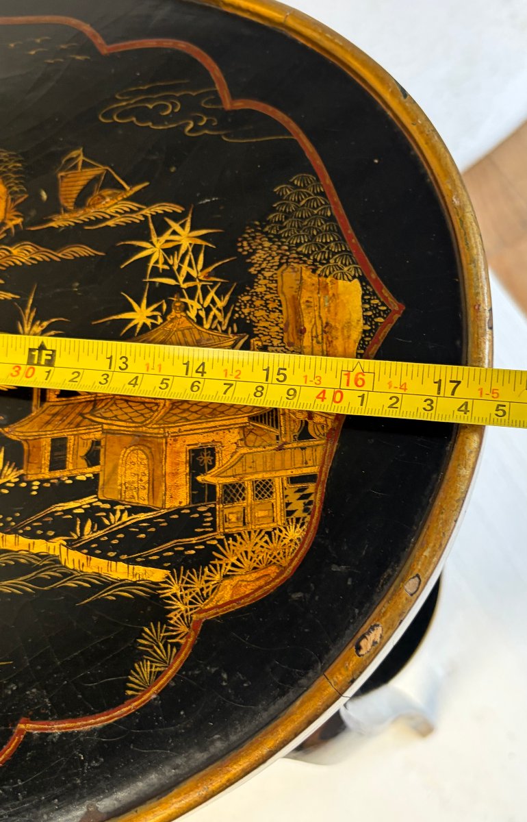 1970′ Paire de Chevets Maison Hirch Signés,Laqués Noirs à Décor Chinois Dorés-photo-7