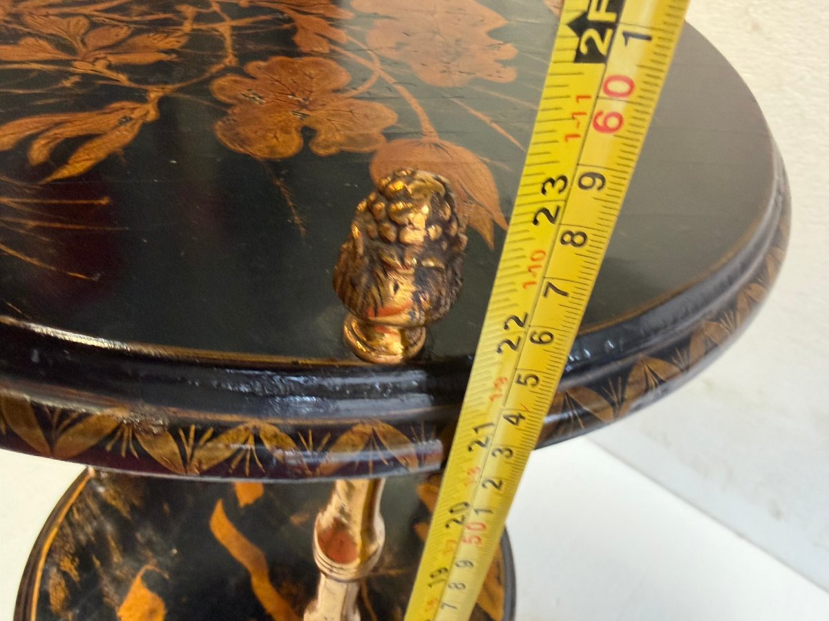 1950s–1970s Pair Of Baguès Side Tables With Bamboo Design, Gilded Bronze, Chinese Lacquered Tops -photo-7