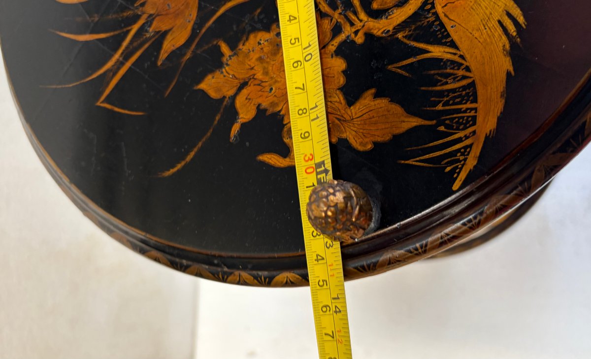 1950s–1970s Pair Of Baguès Side Tables With Bamboo Design, Gilded Bronze, Chinese Lacquered Tops -photo-8