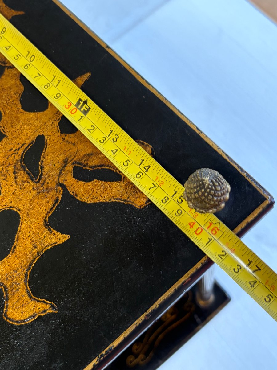 1950s–1970s Maison Baguès Side Table, Bamboo Design, Gilded Bronze, Chinese Lacquer Tops, 42 X 42 X H 66-photo-3