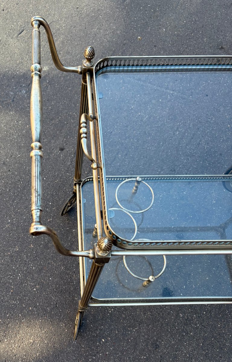 1950s–70s Bagués Rolling Serving Cart In Brass And Silver-plated Bronze With Pine Cones-photo-2