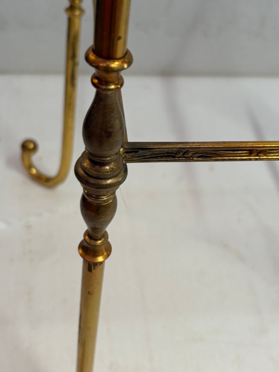 1970′ Étagère en Bronze 3 Niveaux Maison Baguès Plateaux Miroirs Oxydés Vieillis 36 X 25 X H 75-photo-1