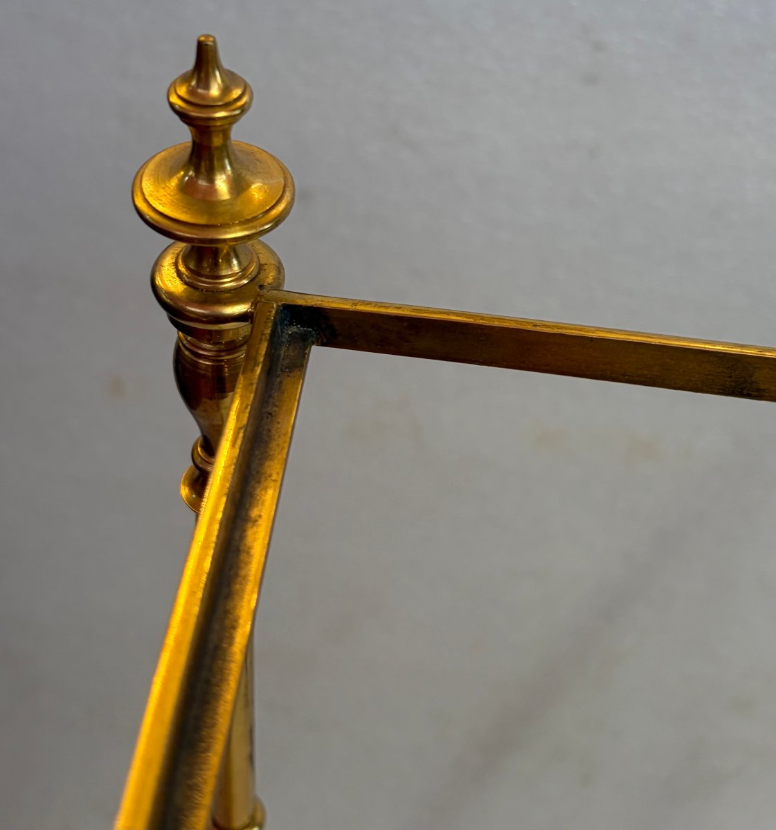 1970′ Étagère en Bronze 3 Niveaux Maison Baguès Plateaux Miroirs Oxydés Vieillis 36 X 25 X H 75-photo-3