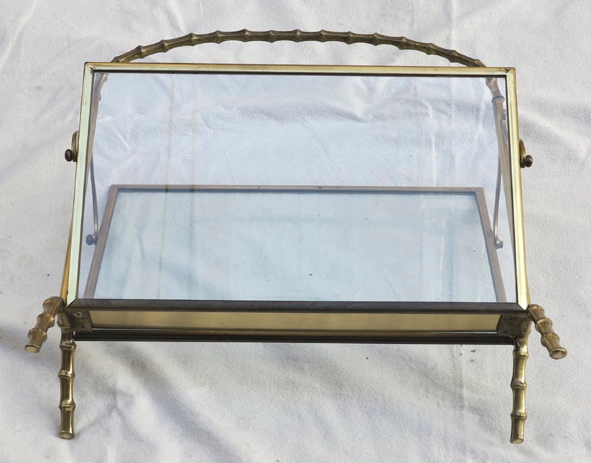 1950/70′ Porte Revue Style Maison Baguès Modèle Bambou En Laiton Poli-photo-4
