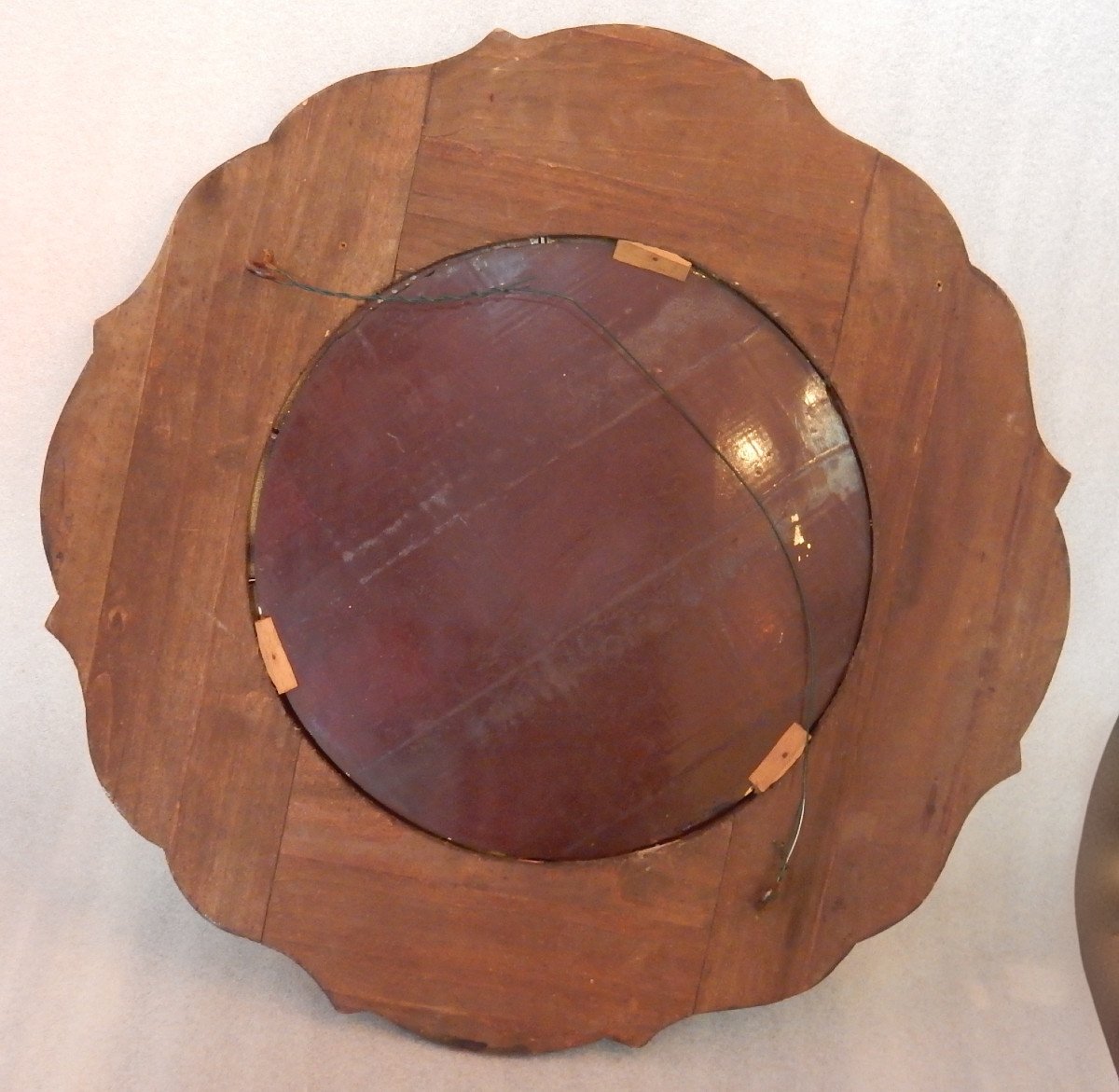 1970 ′ Copper Mirror With Eglomised Flower Decor-photo-3