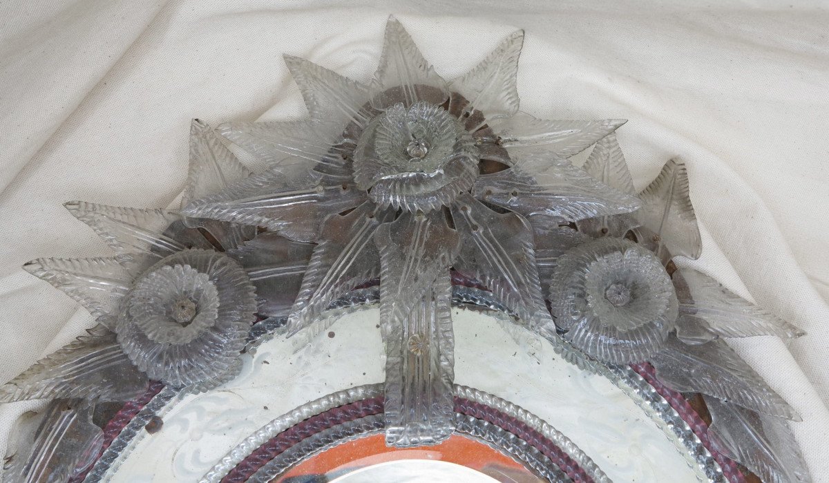 1900′ Miroir Murano Ovale Bicolore-photo-3