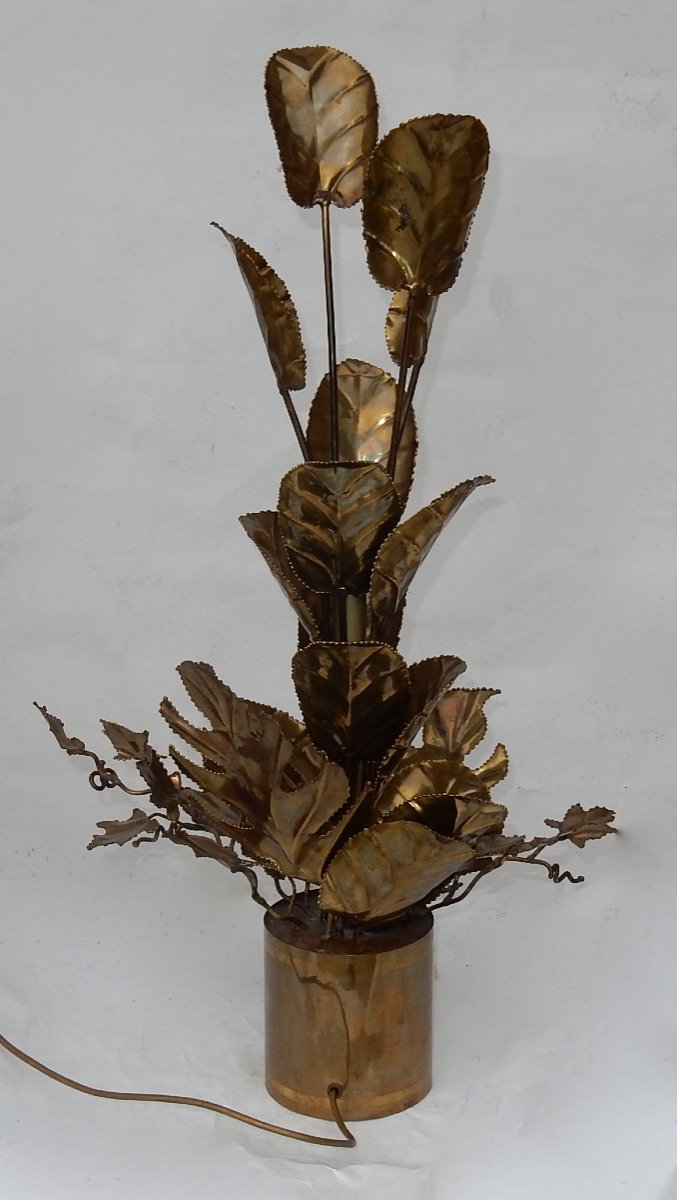 1970 ′ Lighting Plant In Brass Maison Jansen 2 Bulbs H 87 Cm-photo-2