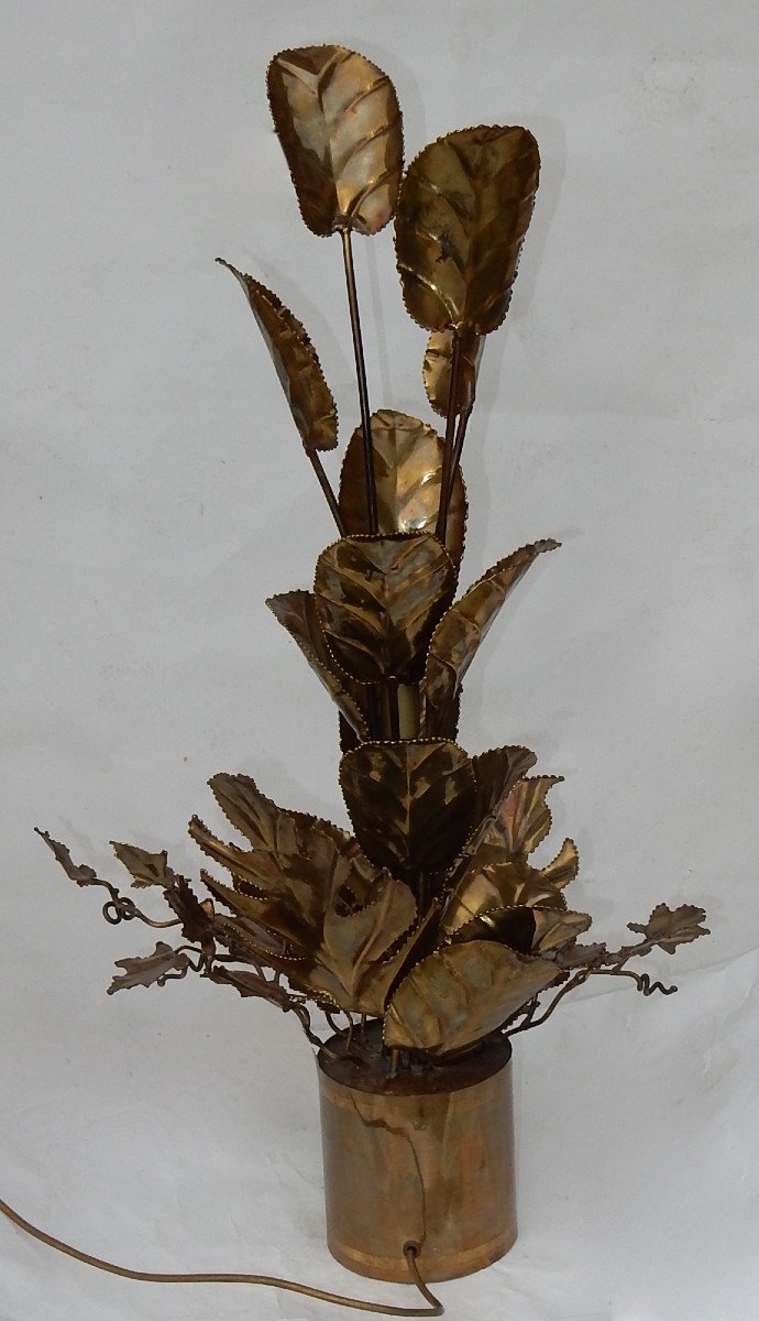 1970 ′ Lighting Plant In Brass Maison Jansen 2 Bulbs H 87 Cm-photo-3