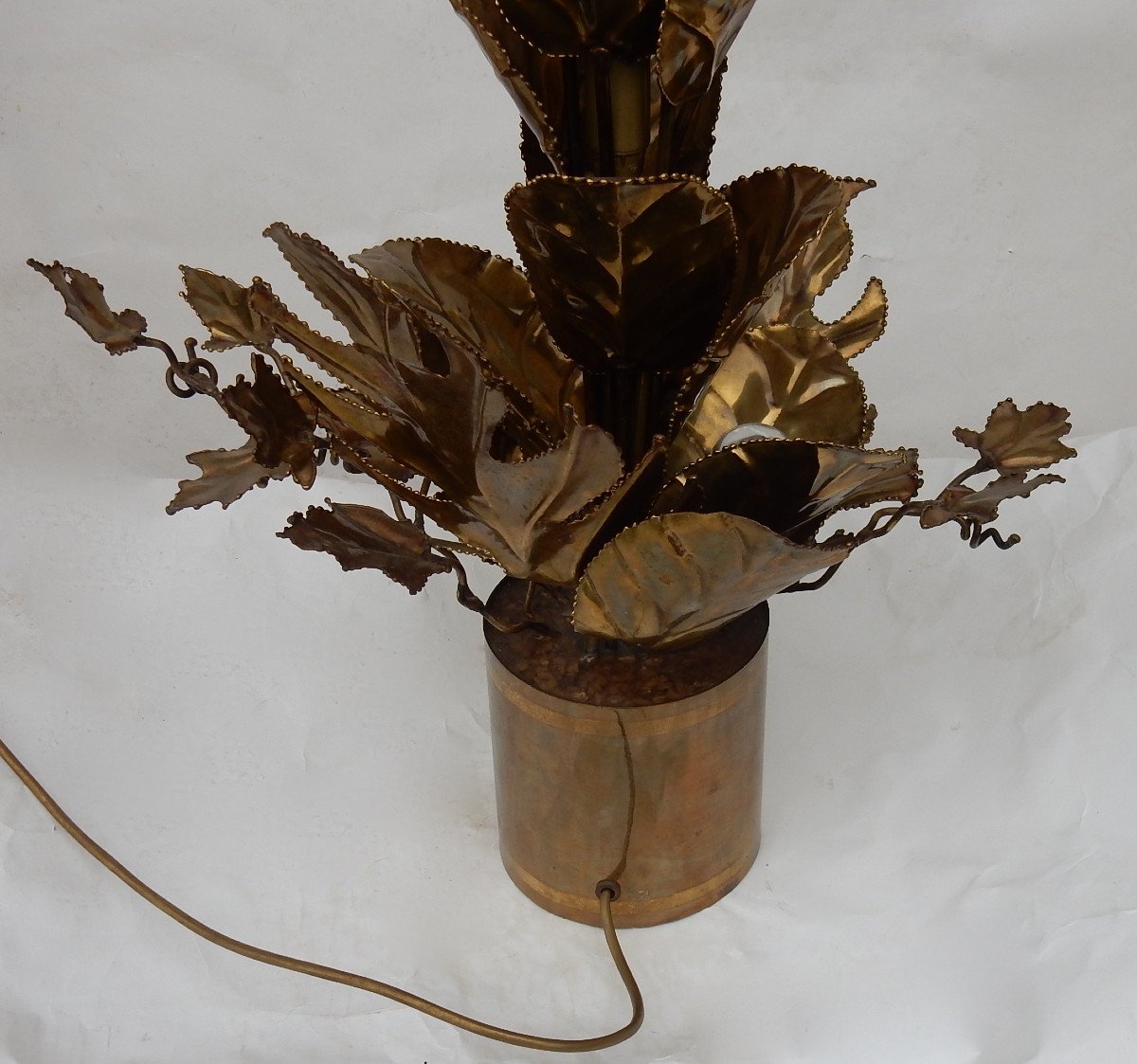 1970 ′ Lighting Plant In Brass Maison Jansen 2 Bulbs H 87 Cm-photo-4