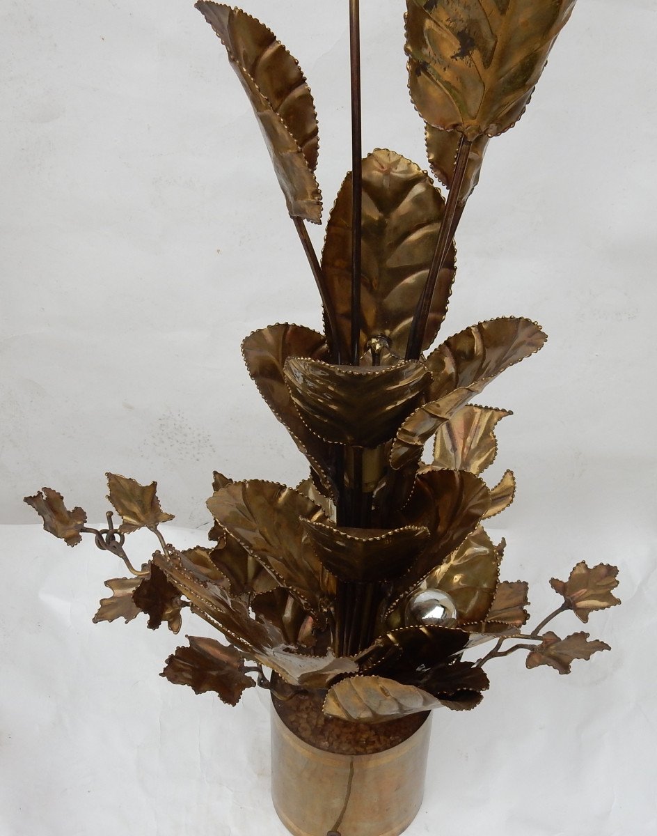 1970 ′ Lighting Plant In Brass Maison Jansen 2 Bulbs H 87 Cm-photo-5