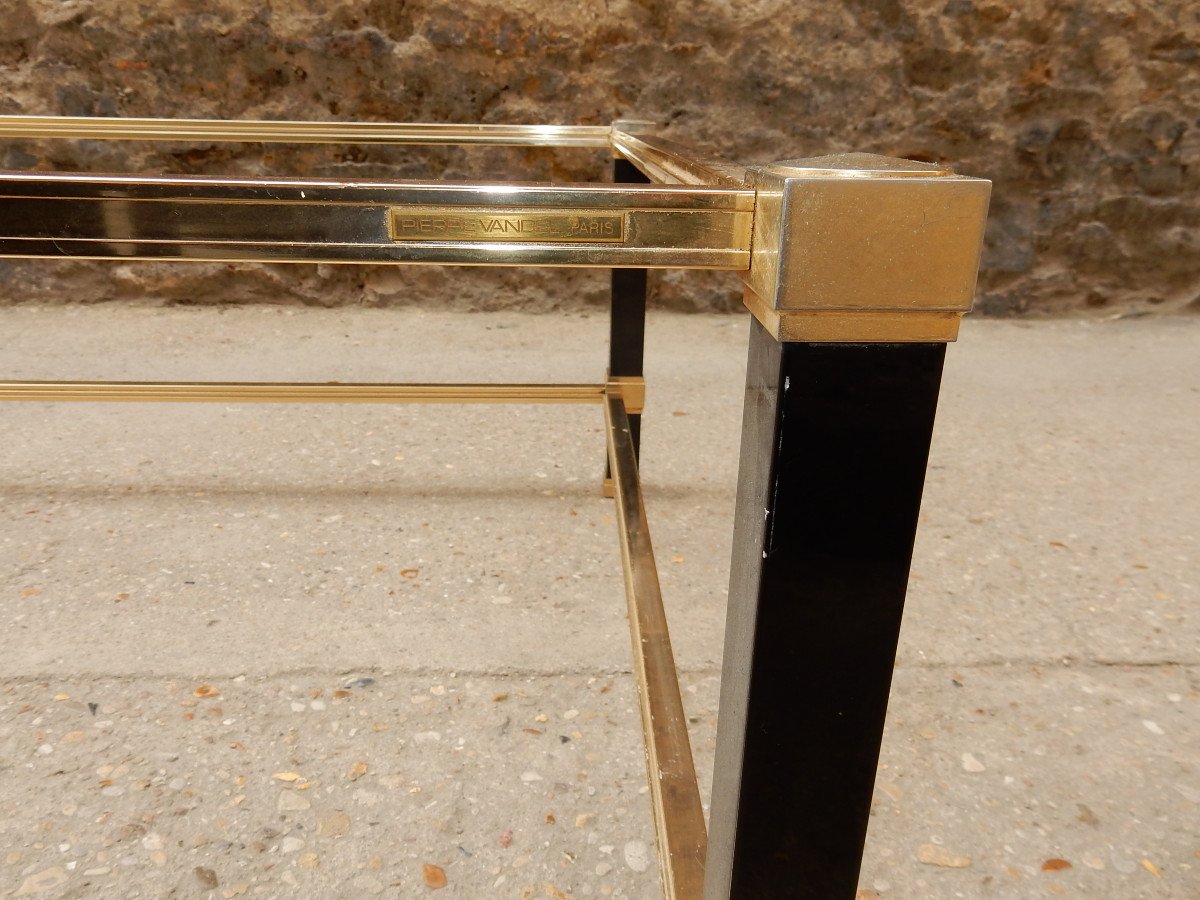 1970′ Table Basse En Métal Laqué Noir Pierre Vandel 128 X 78 Cm-photo-3