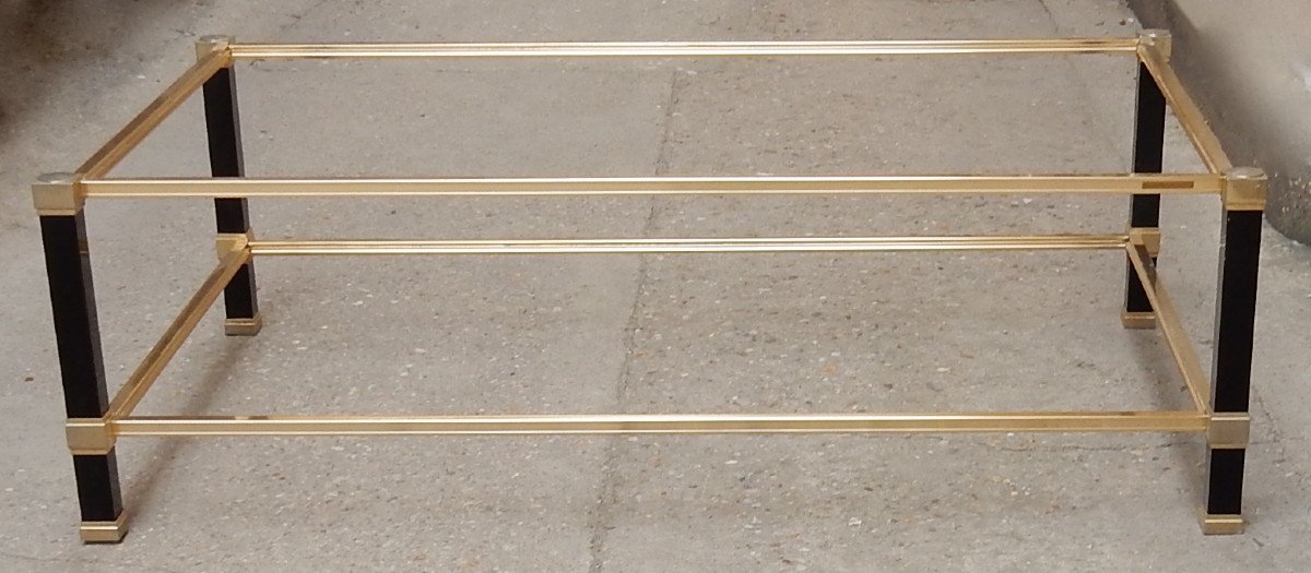 1970′ Table Basse En Métal Laqué Noir Pierre Vandel 128 X 78 Cm-photo-5