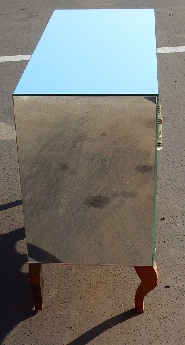 1940/50 ′ Art Deco Sideboard Mirror 2 Doors 2 Glass Handles-photo-3