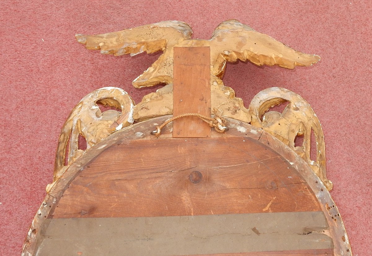1880/1900 ′ Convex Mirror With Eagle, Golden Wood H 103 Cm-photo-2