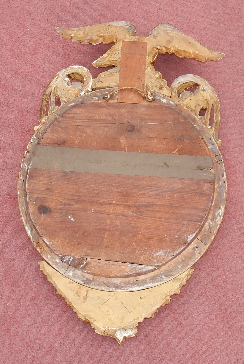1880/1900 ′ Convex Mirror With Eagle, Golden Wood H 103 Cm-photo-3