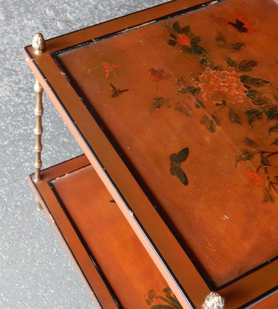 1950/70 ′ End Of Sofa On Wheels, Bronze Chinese Lacquer Top Style Maison Baguès-photo-2