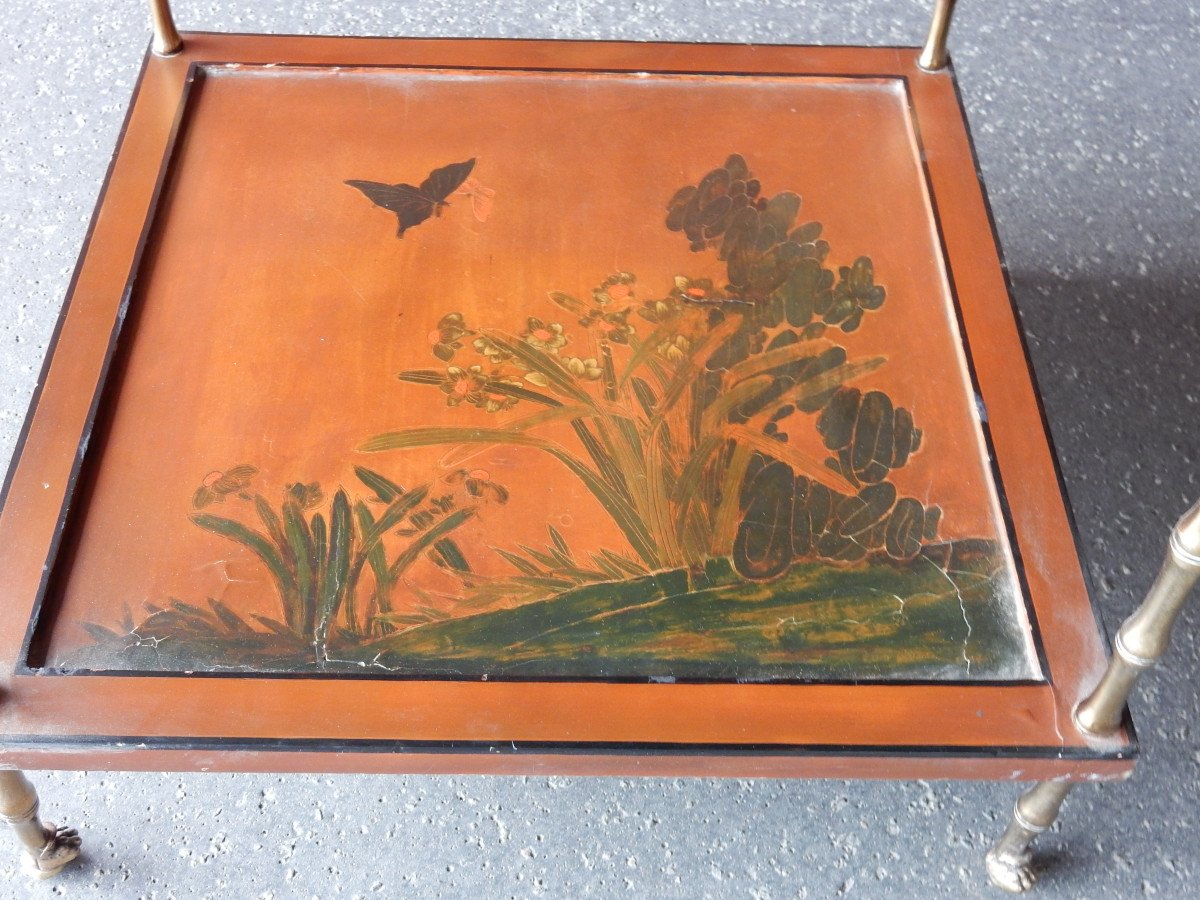 1950/70 ′ End Of Sofa On Wheels, Bronze Chinese Lacquer Top Style Maison Baguès-photo-7