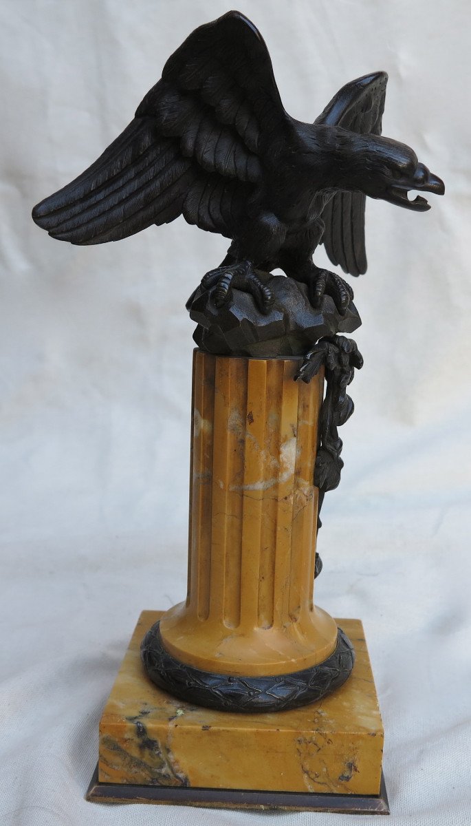 Bronze Imperial Eagle Watch Holder On Siena Marble Column