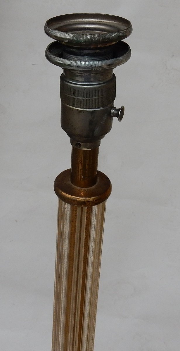 1950/70 Lampadaire Tripode Barovier & Toso Avec Paillons D’or-photo-2