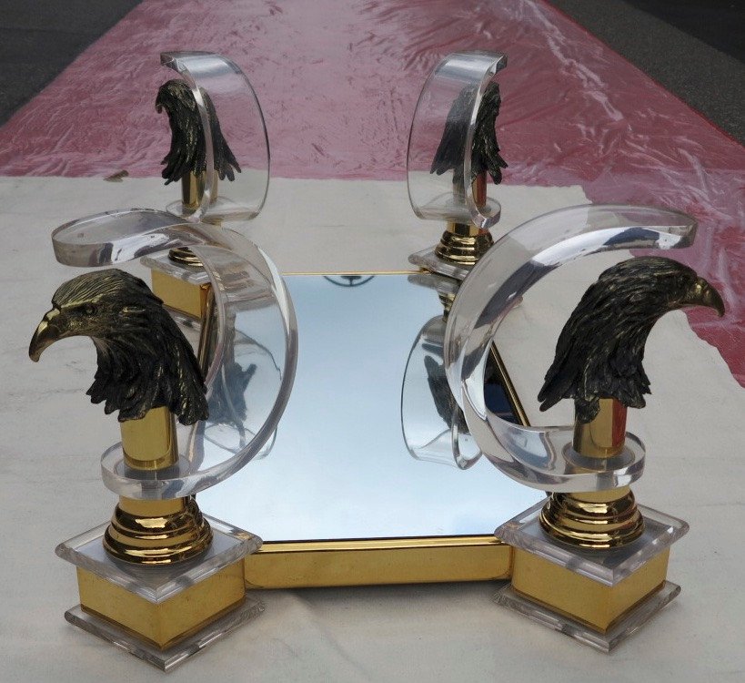 1970′ Table Basse Aux Aigles De Style Maison Charles