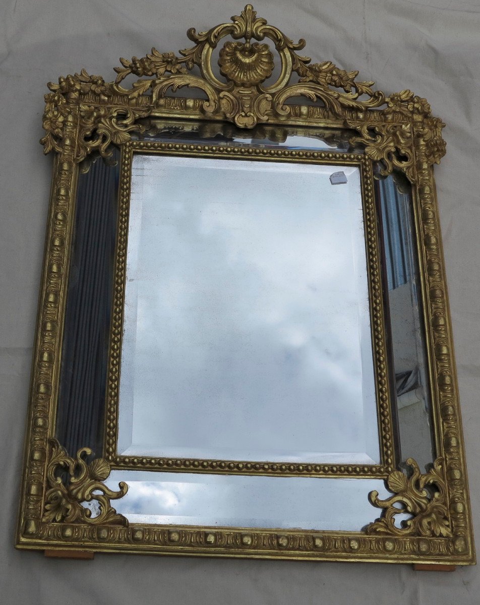 Regency Style Mirror With Mercury Ice Cream Parecloses Gilded With Gold 120 X 88 Cm-photo-2