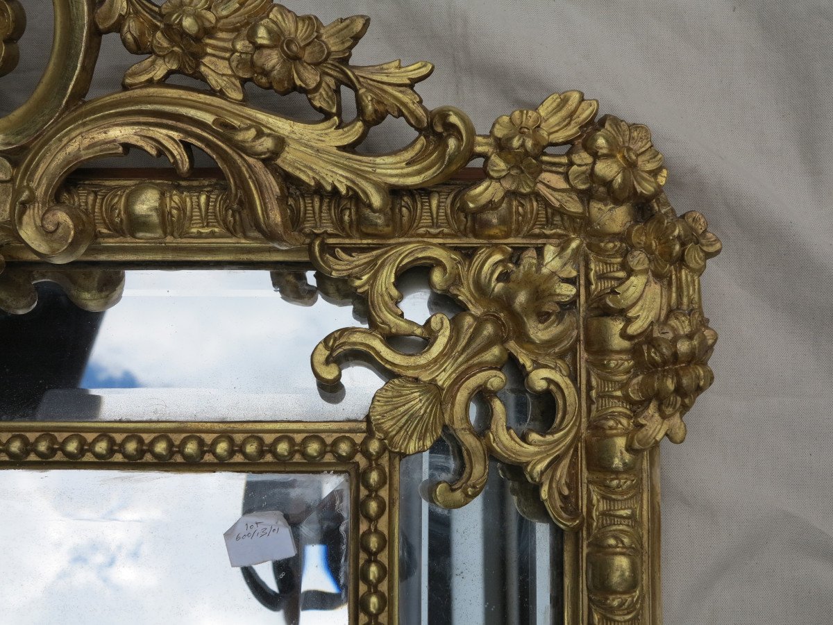 Miroir Style Régence à Coquille Glaces Mercure Parecloses Doré à L’or 120 X 88 Cm-photo-1